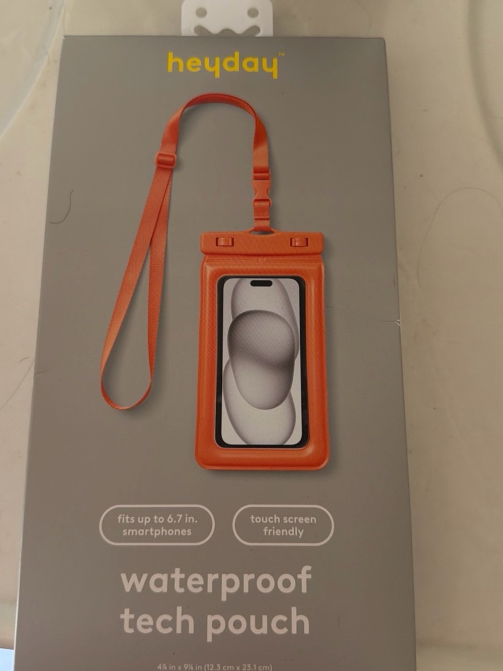 heyday Orange Waterproof Tech Pouch with Neck Strap